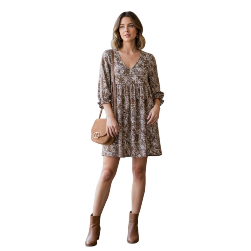 Women's La La Land Creative Co. Brown Floral Blouse M